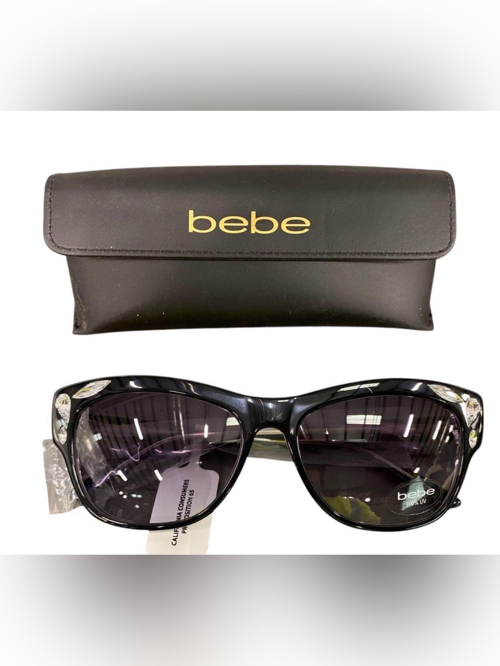 Bebe Phenomenal BB7163 Sunglasses Women's Cat Eye Sawarovski Crystals
Black